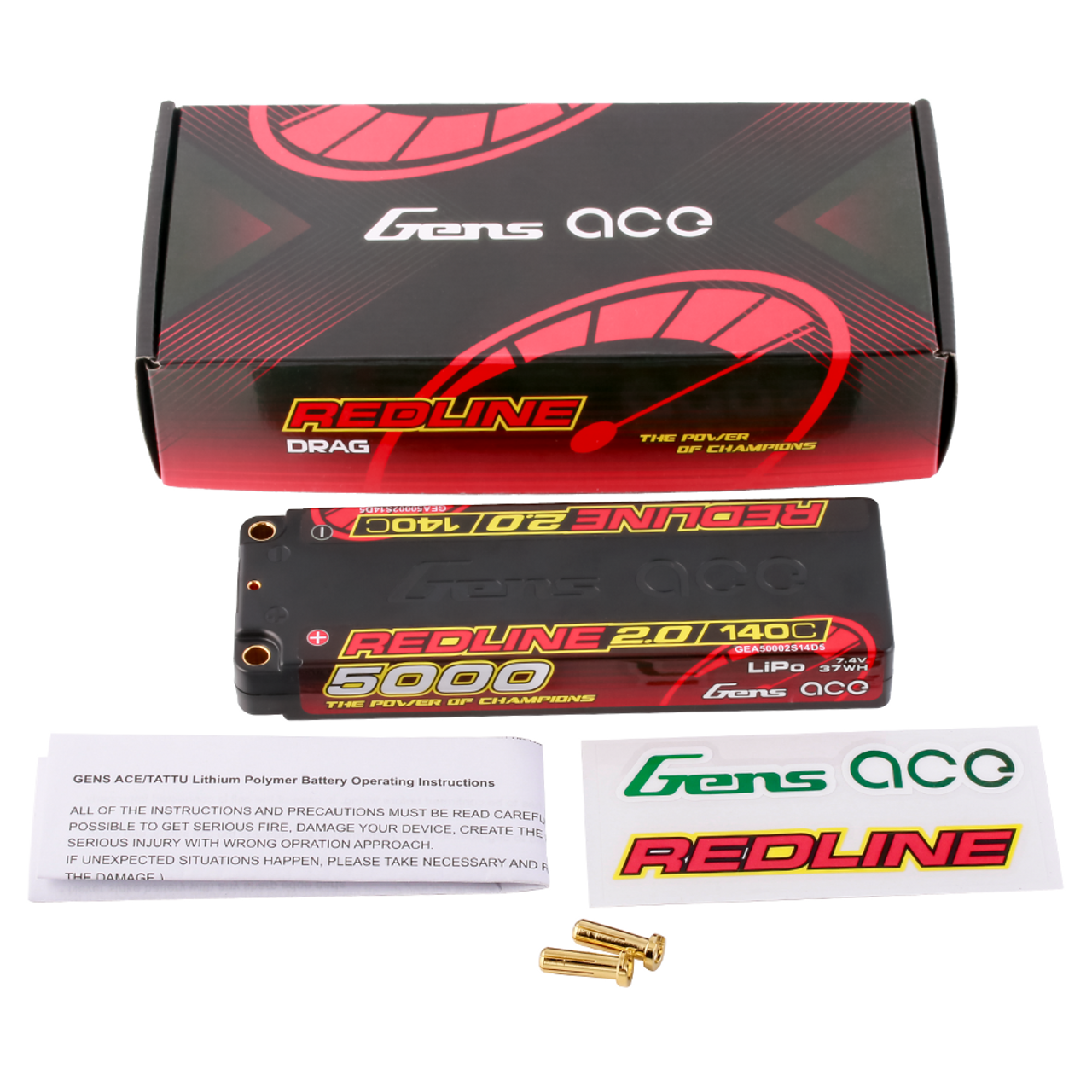 Gens ace Redline 2.0 Series 5000mAh 2S 7.4V 140C HardCase Lipo Battery Pack with Hardcase 56#