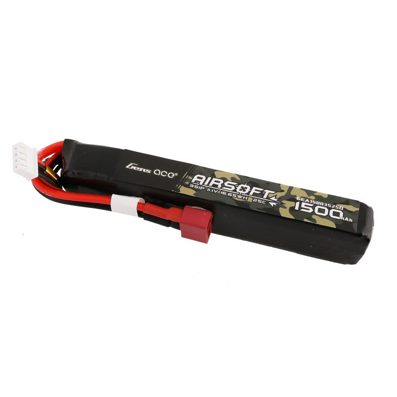 Gens ace 25C 1500mAh 3S1P 11.1V Airsoft Gun Lipo Battery with T Plug