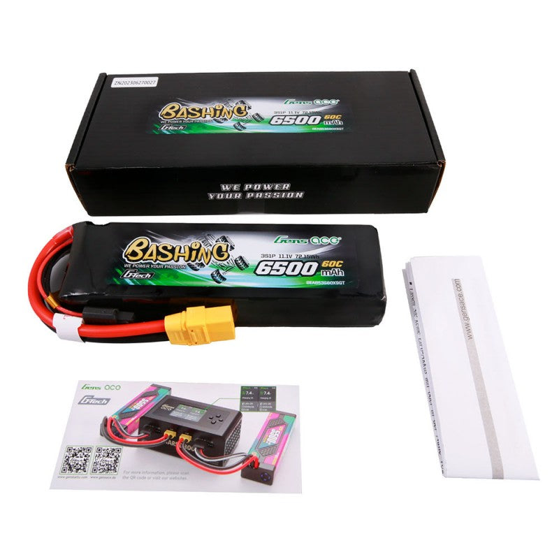 Gens ace G-Tech 6500mAh 11.1V 60C 3S1P Lipo Battery Pack with XT90-Bashing Series