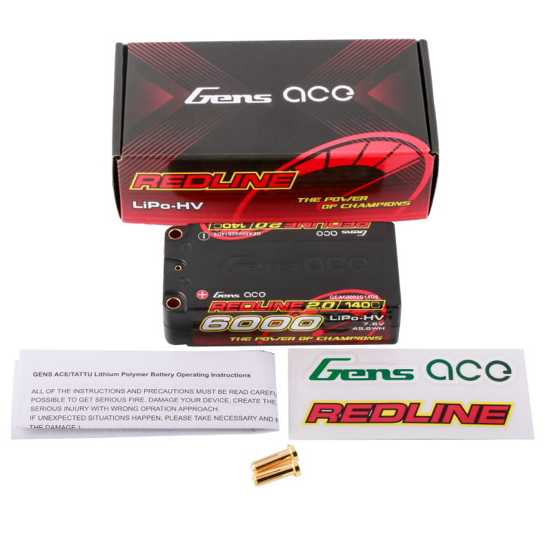 Gens ace Redline 2.0 Series 6000mAh 7.6V 140C 2S2P HardCase HV Lipo Battery Pack with Hardcase 63#