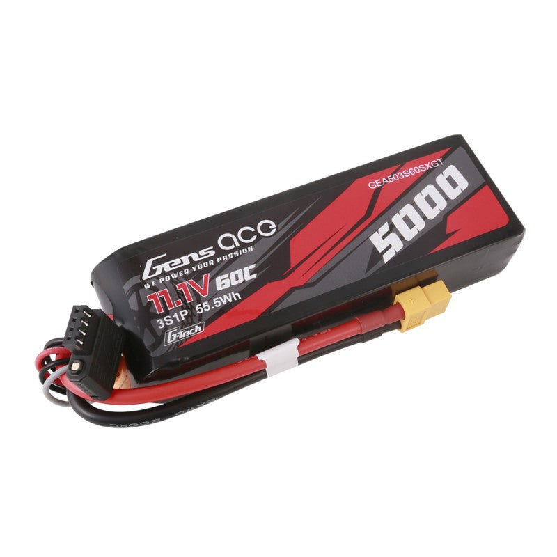 Gens ace G-Tech 5000mAh 11.1V 60C 3S1P Short-Size Lipo With XT60 Plug