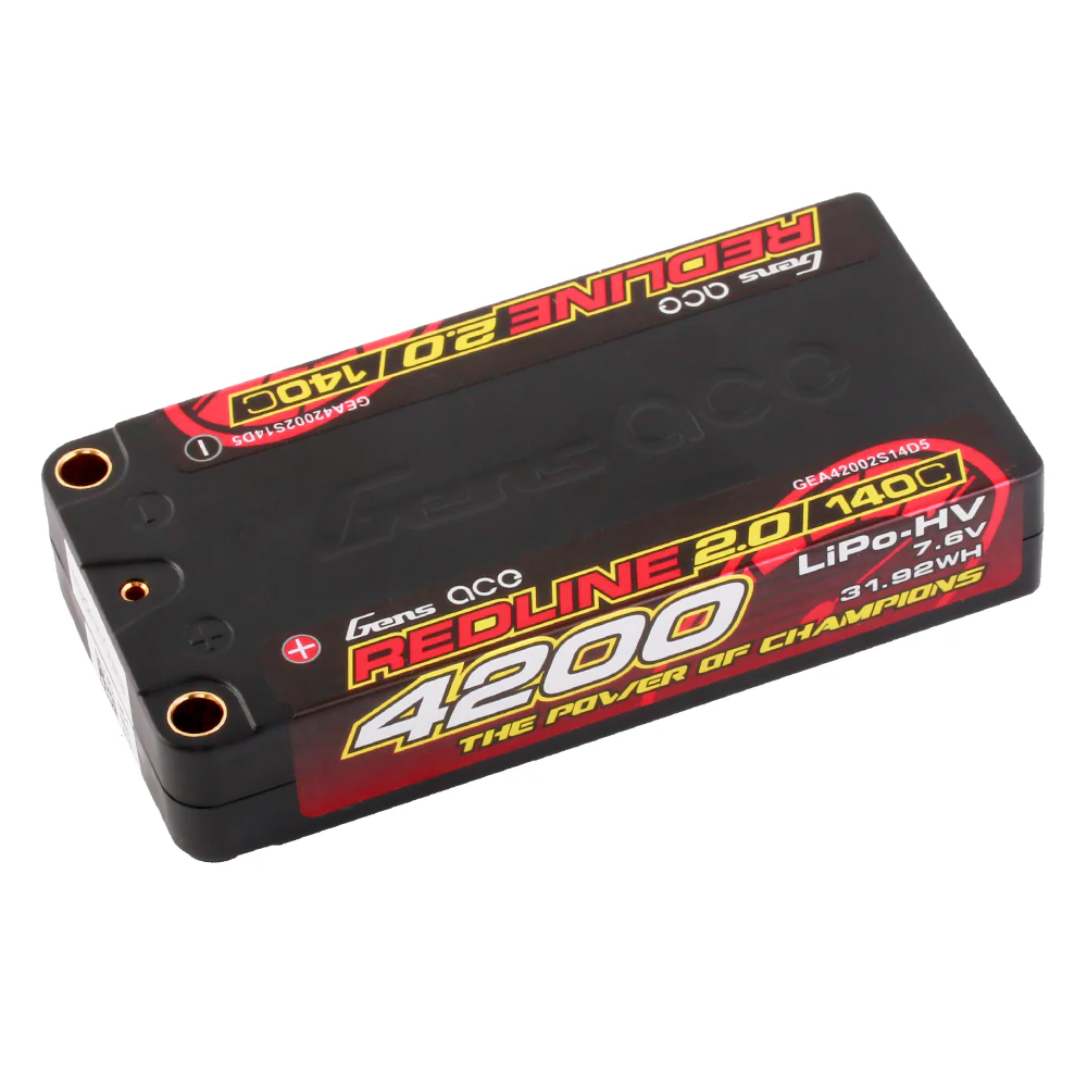 Gens ace Redline 2.0 Series 4200mAh 2S 7.6V 140C HardCase HV Lipo Battery Pack with Hardcase111#