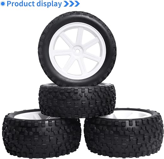 ProtonRC Pre-Glued 12mm Hex Wheel Rims Rubber Tires with Foam Inserts, Height 88mm, for 1/10 Buggy, Set of 4