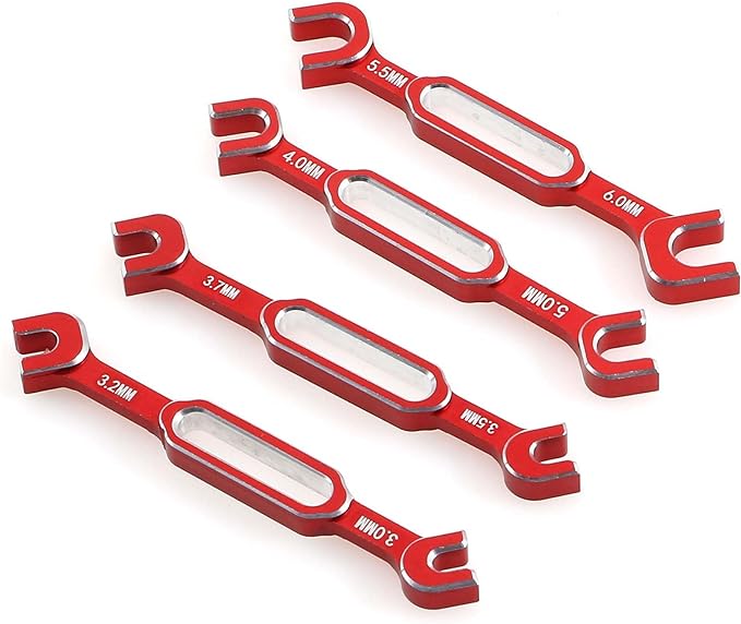 ProtonRC Aluminum Turnbuckle Wrench Set, 3.0/3.2/3.5/3.7/4.0/5.0/5.5/6.0mm RC Ball Joint Tool, Ball End Remover for RC Model (Red)