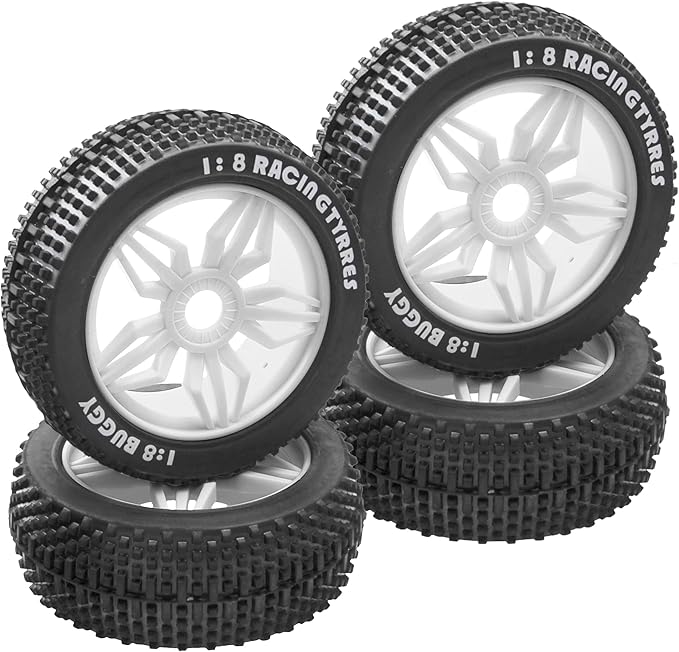 ProtonRC 1/8 RC Buggy Rubber Tires Tyre w/ 5 Spoke Plastic Rim 17mm Hex