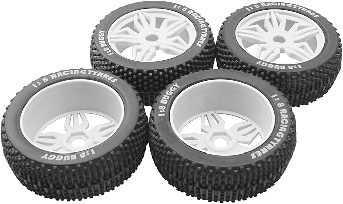 ProtonRC 1/8 RC Buggy Rubber Tires Tyre w/ 5 Spoke Plastic Rim 17mm Hex