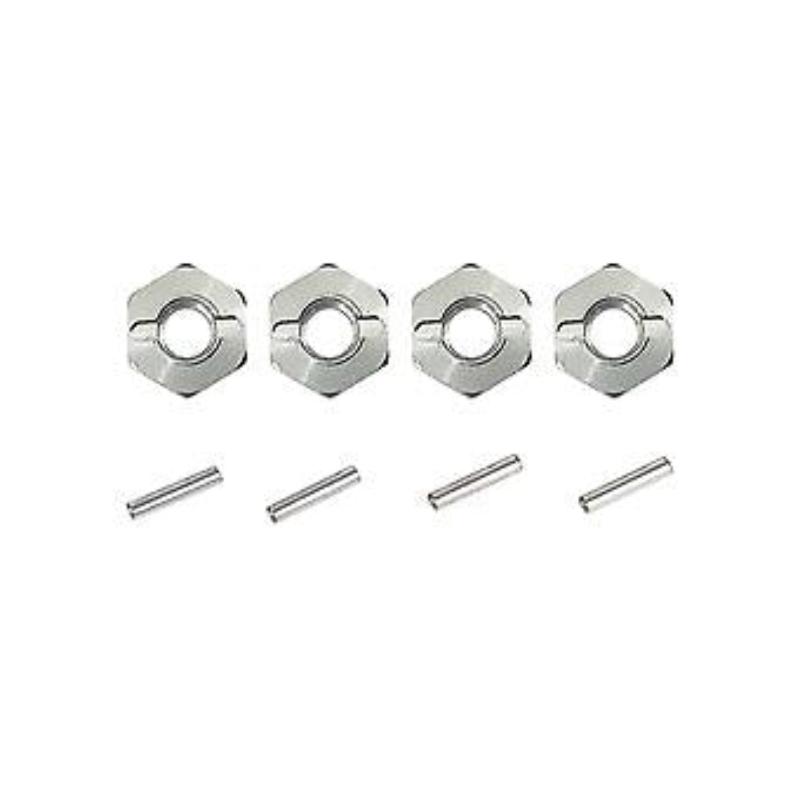 ProtonRC 12mm Aluminum Wheel Hex (5mm Wide) Adaptor w/ Steel Pin & Set Screw (4) Silver