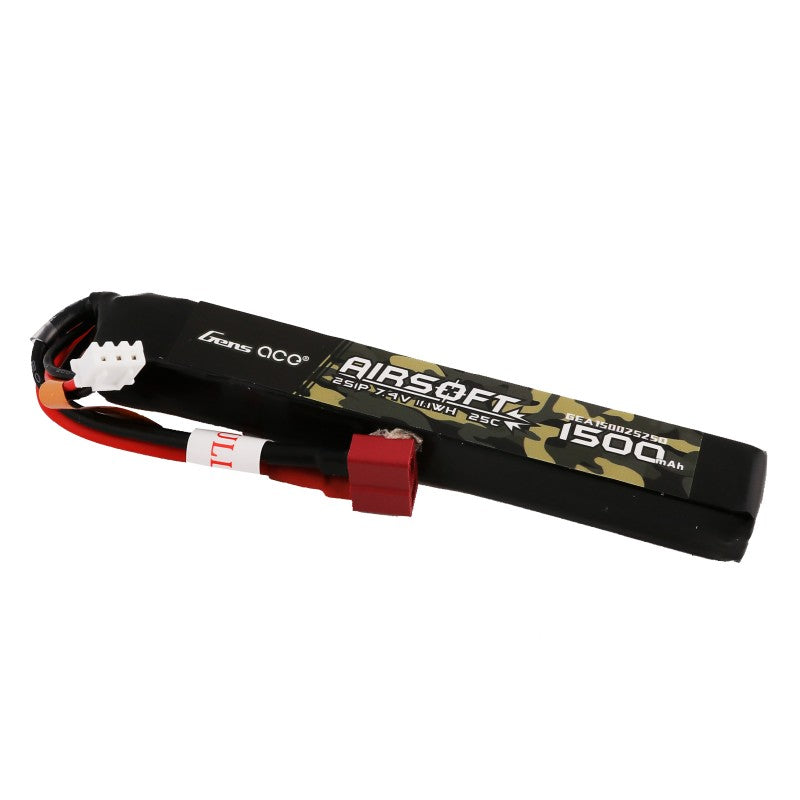 Gens ace 25C 1500mAh 2S1P 7.4V Airsoft Gun Lipo Battery with T Plug