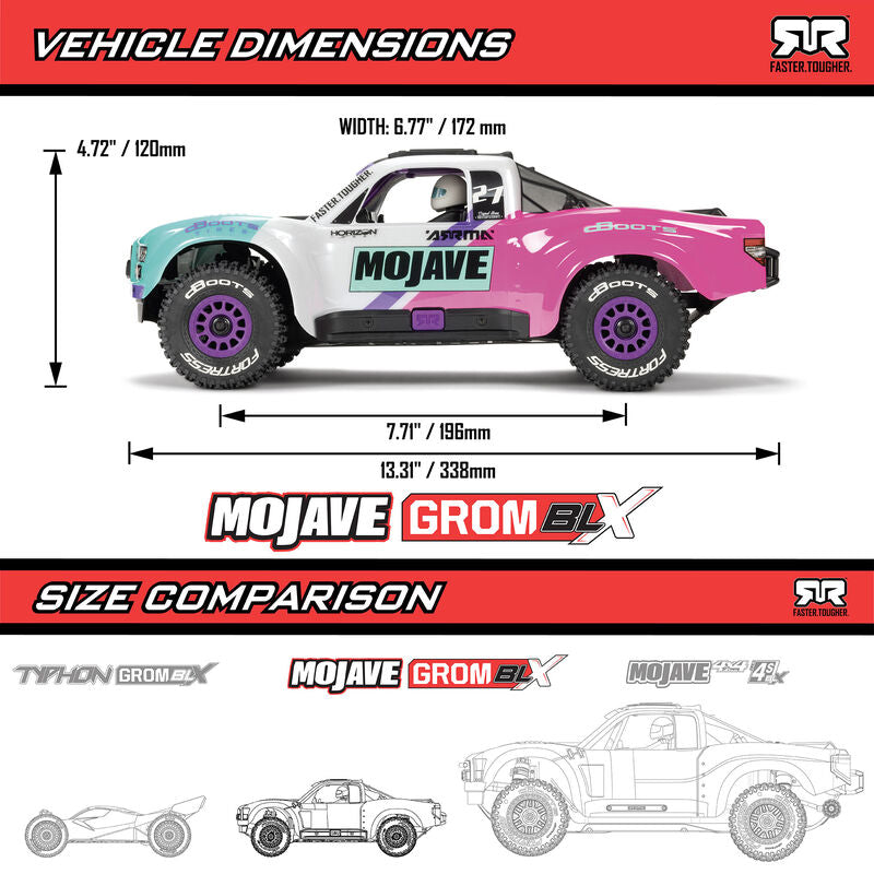 Arrma Mojave Grom 223S BLX 1/18 Brushless RTR 4WD Desert Truck w/SLT2 2.4GHz Radio, DSC, Battery & Charger Included