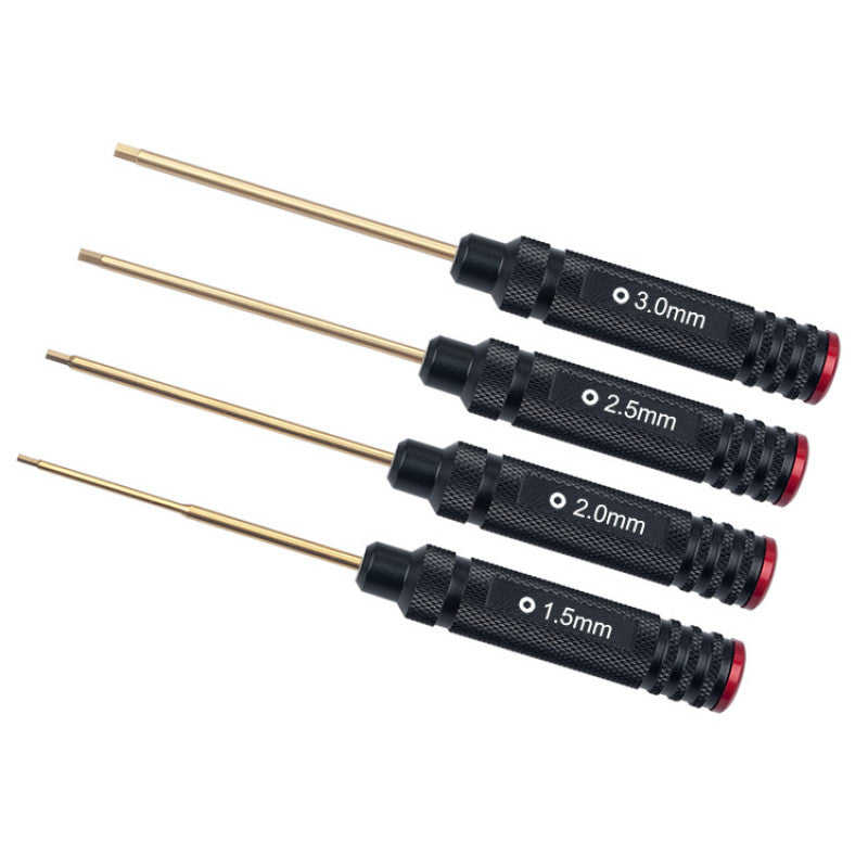 ProtonRC Black Handle with Red Cover 4pcs set Hex 1.5/2.0/2.5/3.0mm Ti Tips