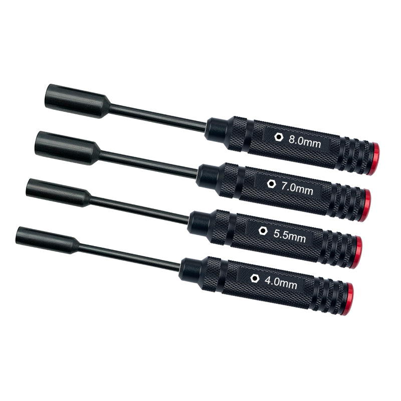 ProtonRC Black Handle with Red Cover 4pcs set Box HSS titanized 4.0 5.5 7.0 8.0 Nut Drivers for FPV RC Models Car Boat Airplane