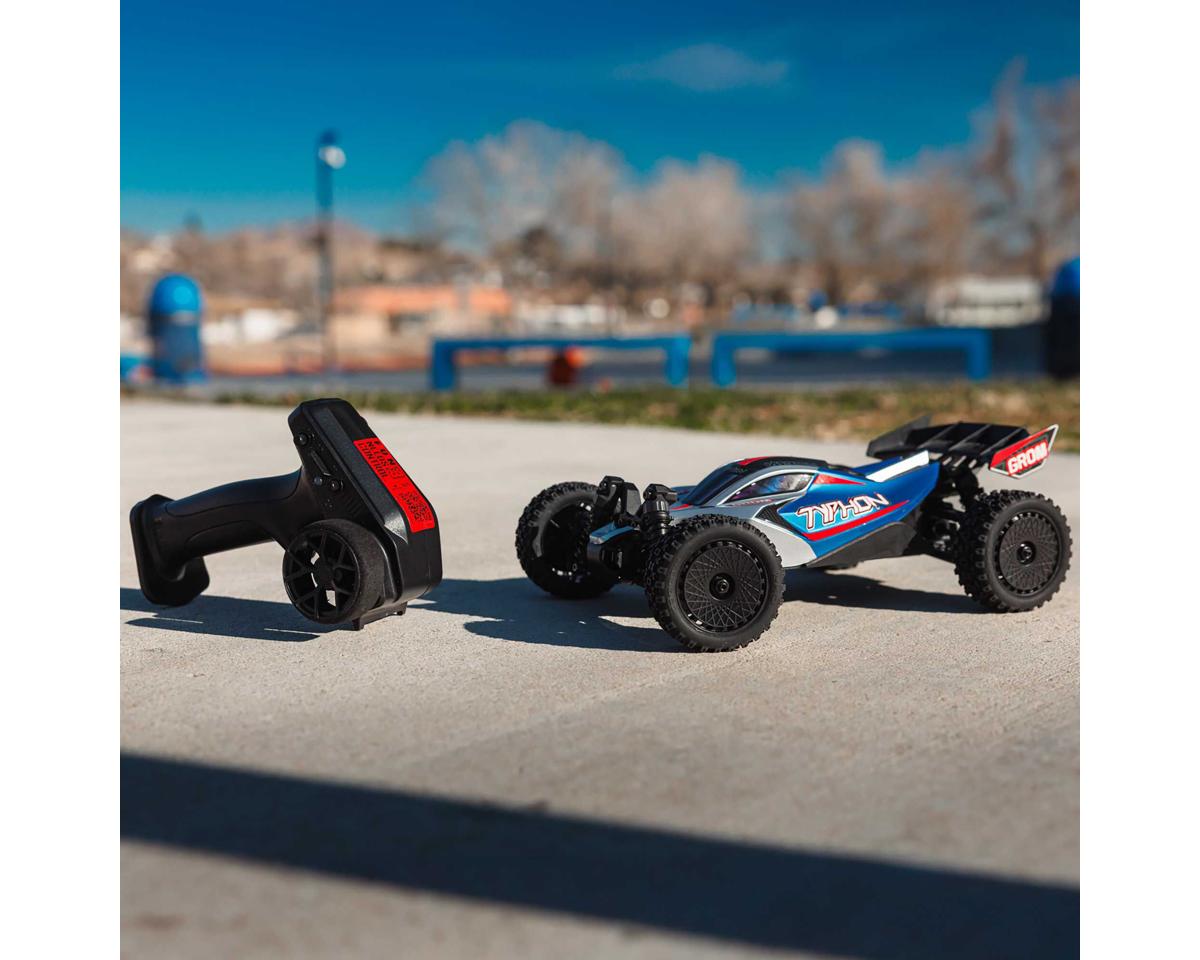 Arrma Typhon Grom MEGA 4WD 380 Brushed 1/18 Buggy RTR (Blue/Silver) w/SLT2 2.4GHz Radio, Battery & Charger