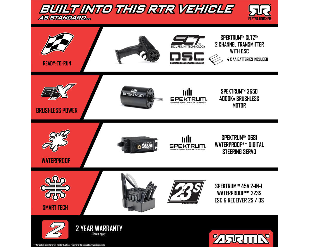 Arrma Fury 223S BLX 1/10 Brushless RTR 2WD Short Course Truck (Blue) w/SLT2 2.4GHz Radio & DSC