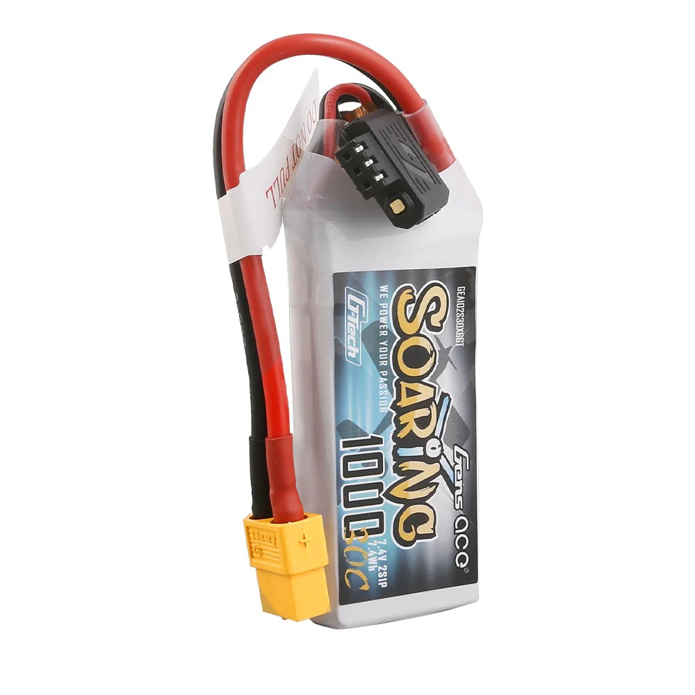 Gens ace G-Tech Soaring 1000mAh 7.4V 30C 2S1P Lipo Battery Pack with XT60 Plug