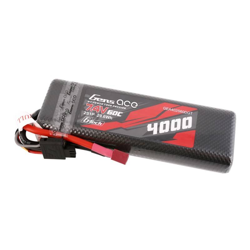 Gens ace G-Tech 4000mAh 2S1P 7.4V 60C HardCase 8# car Lipo Battery pack with T-plug