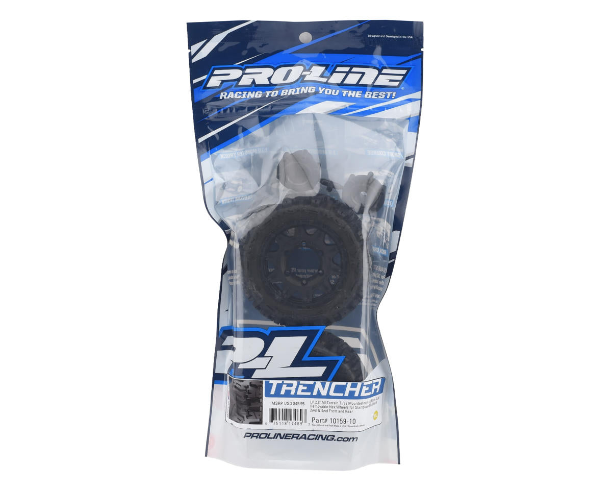 Pro-Line Trencher Low Profile 2.8" Tires w/Raid Rear Wheels (2) (Black) (M2) w/12mm Removable Hex