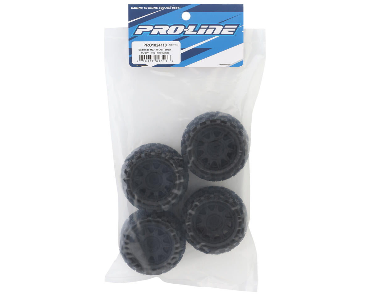 Pro-Line Badlands MX Pre-Mounted MT 1/18 Tire Set (Black) (4) w/12mm Hex