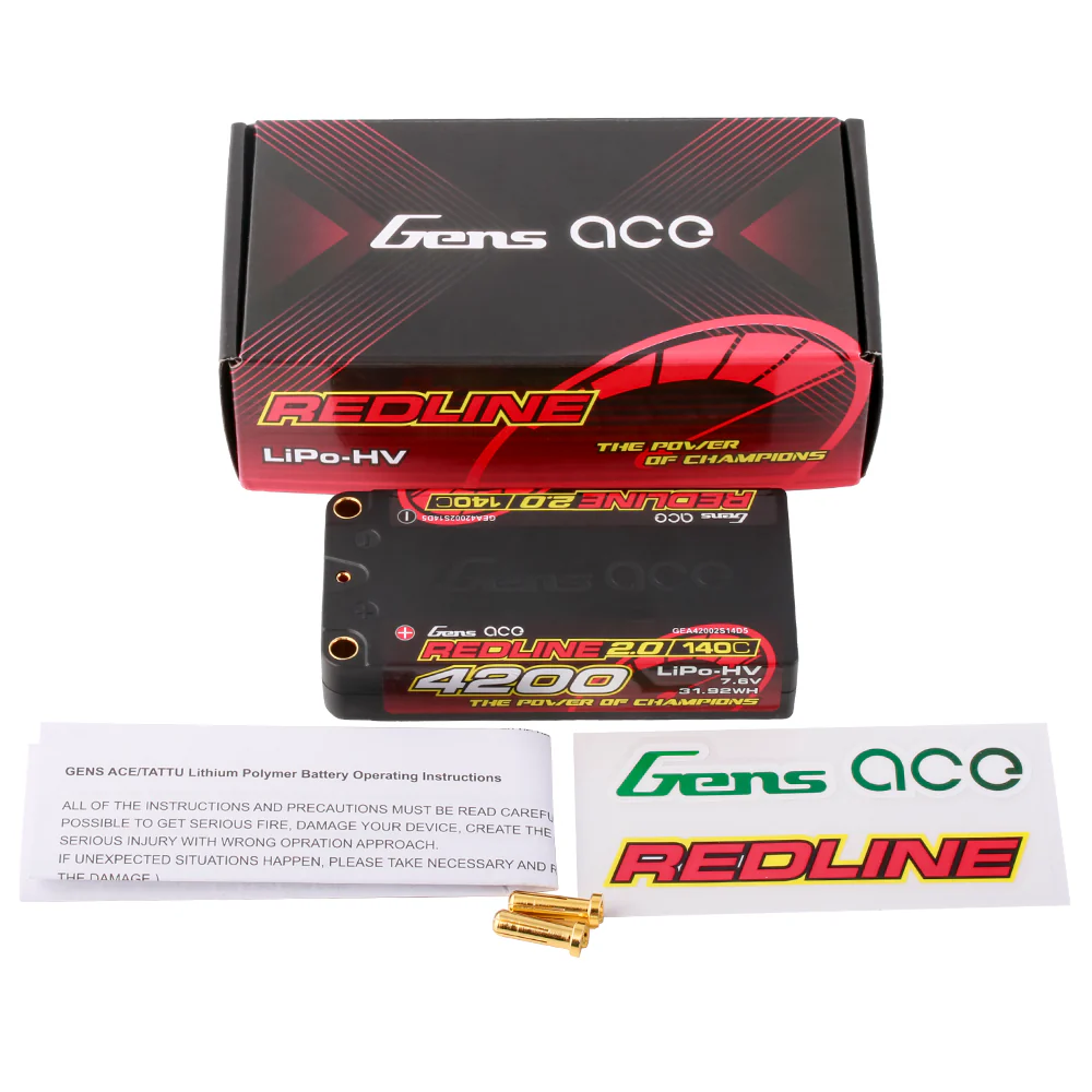 Gens ace Redline 2.0 Series 4200mAh 2S 7.6V 140C HardCase HV Lipo Battery Pack with Hardcase111#