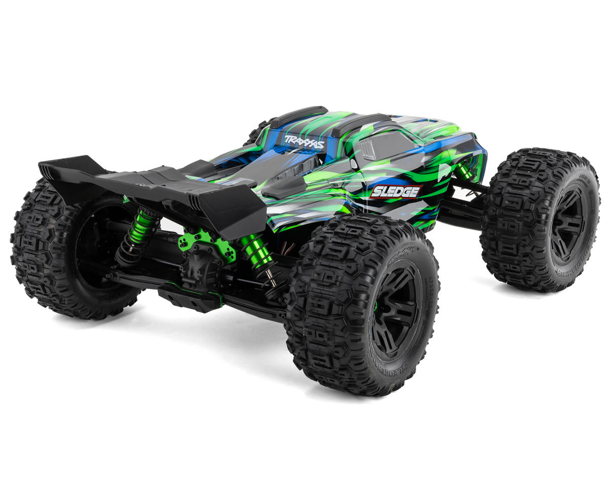 Traxxas Sledge RTR 6S 4WD Electric Brushless 1/8 Monster Truck (Green) w/Belted Sledgehammer Tires & TQi 2.4GHz TSM Radio