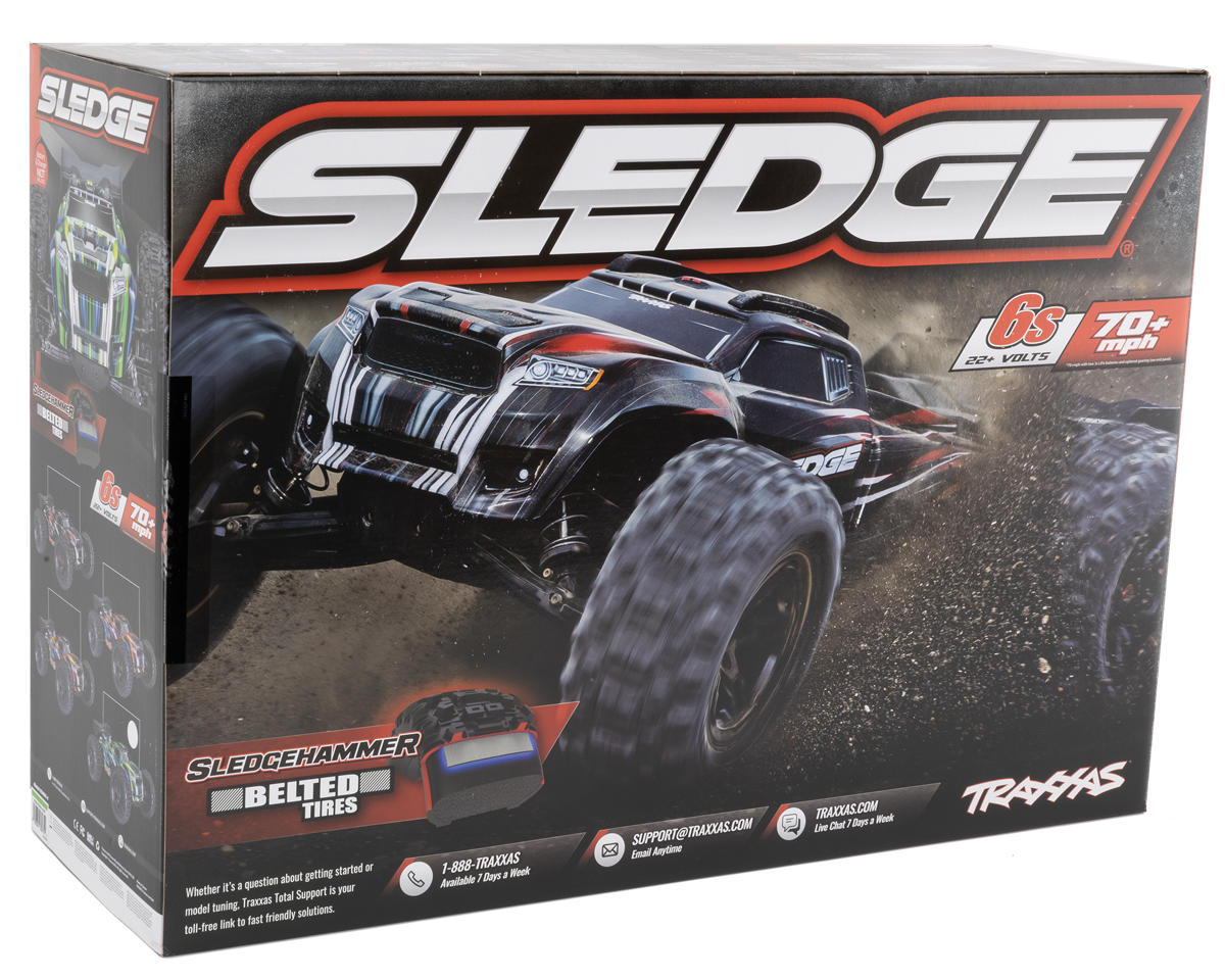 Traxxas Sledge RTR 6S 4WD Electric Brushless 1/8 Monster Truck (Green) w/Belted Sledgehammer Tires & TQi 2.4GHz TSM Radio