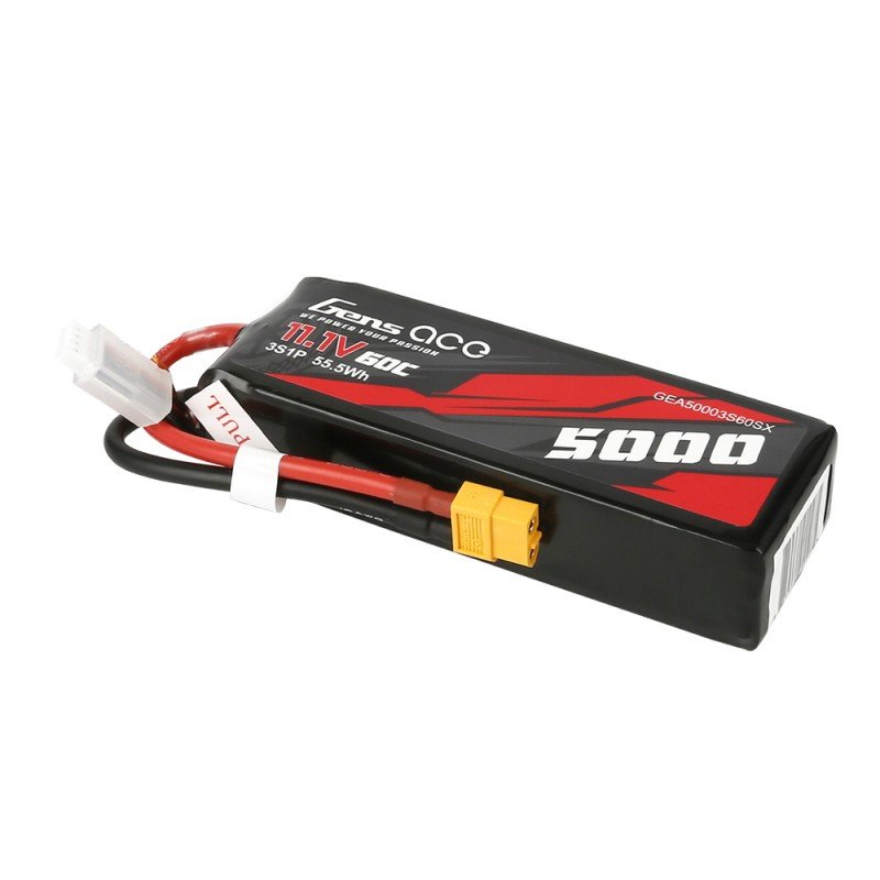 Gens ace 5000mAh 11.1V 60C 3S1P Short-Size Lipo With XT60 Plug